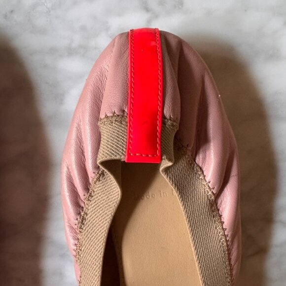 J.Crew Leather Ballet Flats Color Block Blush Coral Pink Size 10 - Picture 9 of 10